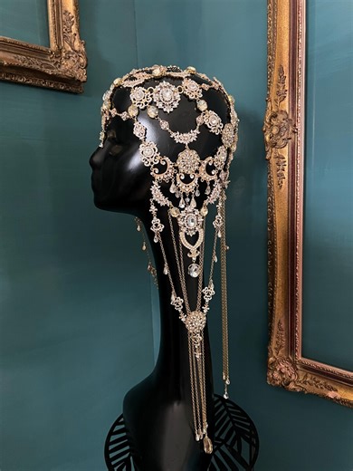 Crystal Headpiece~gold Bridal Headpiece~gold Crystal Hat~bridal Headpiece~ - Etsy