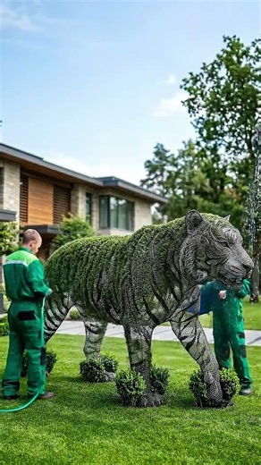 Giant Tiger Topiary Transformation in a Luxury Garden, Full Installation Timelapse