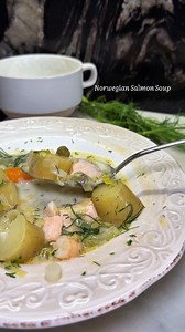 Norwegian Salmon Soup A cozy, creamy soup bursting with fresh flavors! Perfect for any season #sofiaafoodie #recipe #salmon #norwegianfood #soup | Sofiaa Foodie