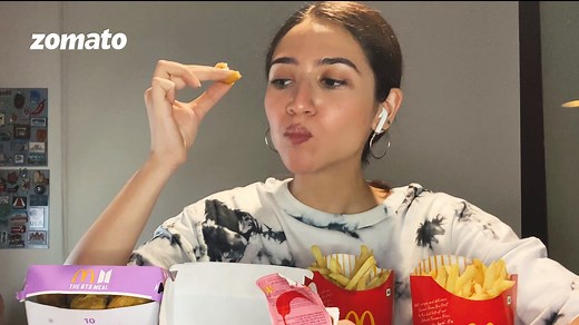 43K views · 454 reactions | Mcdonald's BTS Menu, Mukbang style! Sahiba is a fan of BTS, but we're all a fan of the McD BTS meal - Chicken nuggets with the yummiest sauces, and extra crispy fries. :D #Zomato #Mukbang #ASMR #McDonalds #BTS | Zomato | Facebook