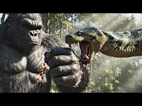Colossal Gorilla vs. Giant Snakes: Ultimate Prehistoric Showdown!