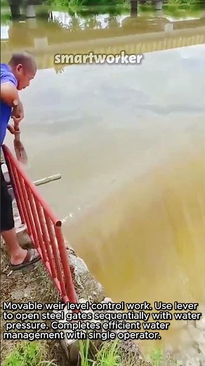 Control water flow with one lever! Movable weir water level management #Weir #WaterLevel #Civil