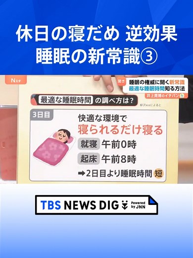 【睡眠の新常識】“休日寝だめ”は逆効果…社会的時差ボケ＝酒に酔った状態 あなたに最適な睡眠時間は？【Nスタ解説】 #tbs #tiktokでニュース