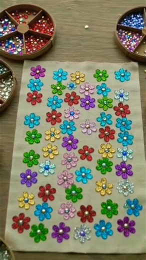 Colourful Stone Flower Design | Simple & Attractive Flower Pattern 🎨