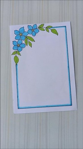 Blue Floral Border Design/6 easy border design/Border design/Project design/Priyanka Gunwal #shorts