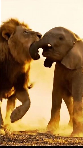 Mother Elephant vs Lion | A Brave Rescue in the African Savanna 🐘🦁 #WildlifeShorts