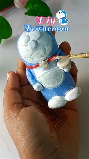 DIY doraemon making with painting bottle 🎨 #shorts #shortsfeed #viralvideo #youtubeshorts #diy #clay