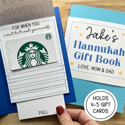 Hanukkah Waterfall Gift Card Book, Handmade Cash Money Holder, Jewish Holiday Card for College Student (holds 4-5 Gift Cards) - Etsy