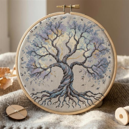 Tree of Life Cross Stitch Pattern, Modern Embroidery, Nature Decor (PDF Pattern) - Etsy