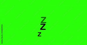 Sleeping zzz on a green screen. Sleep concept. 4K animation