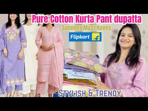 Summer cotton kurta set haul Flipkart, latest Flipkart summer collection, New trendy kurta palazzo