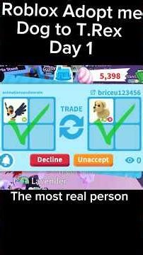 Dog to T.rex day 1 in Roblox Adopt Me (My first not OS video)