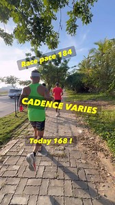 Did you know cadence varies with speed ? Usually my cadence is around 170 when for my slow runs and between 180-185 at race pace. Around 170 is still considered a good cadence for a slow run and remember taller runners will also have a lower cadence than smaller runners. I only focus on keeping my cadence at race pace. For me the target is always over 180 steps per minute to maximize my running efficiency. For easy runs I focus on a relaxed running action. Let me know why you think ? #run #runne