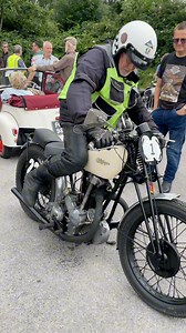 A 1935 Ivory Calthorpe 500cc Race Replica. This machine was built by a member of the Waterlooville Motorcycle Club, into a Calthorpe that resembles the factory racers of the time. It was purchased in a dismantled state and built from the ground up with modified crankcases, high compression piston, and an Amal TT carburettor. The petrol tank was beyond repair, and so a new one was built from scratch. Watch to hear this corker of a motorcycle start up at the 2024 Fossils Run, an event by the Water