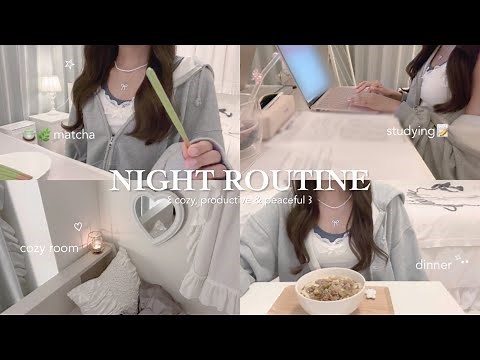 night routine🤍cozy, productive & peaceful🌙cook dinner, skincare, bed time, calming, aesthetic