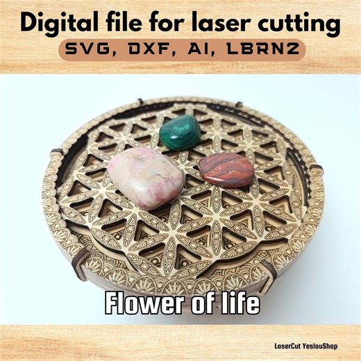 Flower of Life 3d Stand Laser Cut File - Sacred Geometry Crystal Display SVG - Etsy