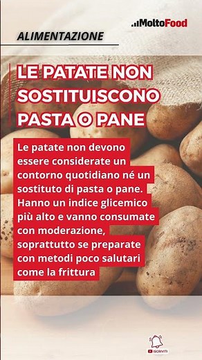 Le patate non sostituiscono pasta o pane