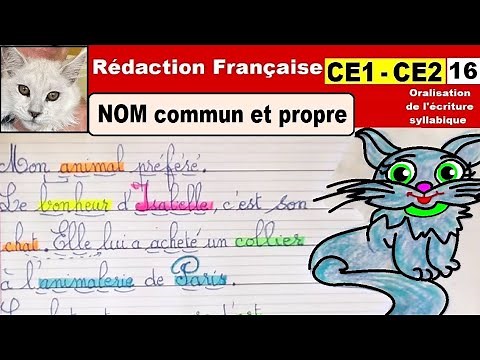 Common nouns and proper nouns (grades 1-2): French lesson and writing exercise #16