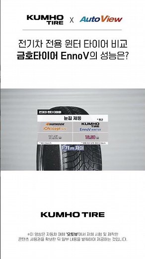 [오토뷰] 전기차 전용 윈터 타이어 비교 테스트 | 금호타이어 EnnoV의 겨울철 성능은?