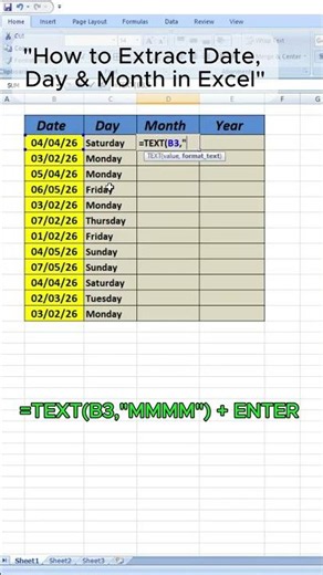 "How to Extract Date, Day & Month in Excel"