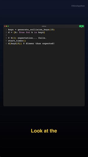 🤯 10 strings just broke O(1) speed. Discover the Python Hash Collision vulnerability! #PythonHacks
