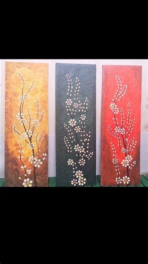 🎨 DIY Texture Painting on 3-Set Canvas | Modern Wall Art | #painting #shorts #HomeDecor
