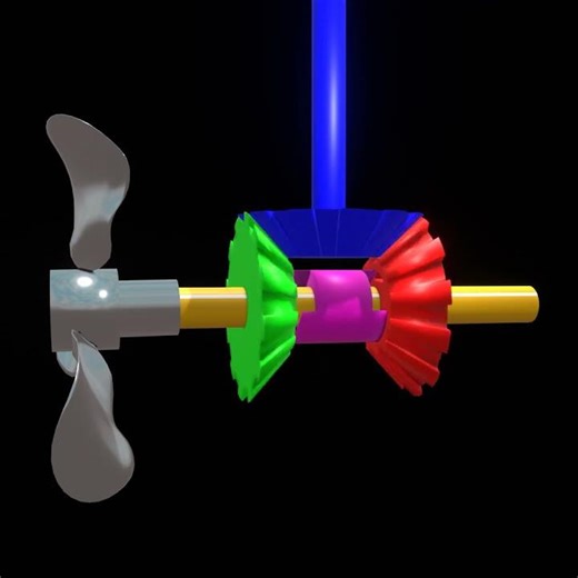 Outboard engine gear drive animation