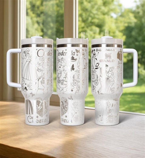 Cinderella Princess Laser Engraved Tumbler 40oz Stainless Steel Personalized Mug Custom Princess Cup - Etsy