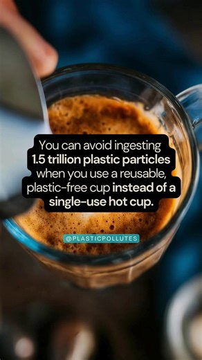 Plastic Pollution Coalition on Instagram: "💐There are trillions of reasons to treat yourself better by choosing reusables over single-use cups—namely microplastics and toxic chemicals. 💞 🔬In one study, scientists found that 1.5 trillion plastic particles leached from one 12oz single-use paper cup. And heat increases the leaching of plastics. 😞 🔃 While plastic is all around us, one easy way to cut plastic is by making it a habit to bring a plastic-free reusable cup on the go. 💚 It’s not jus