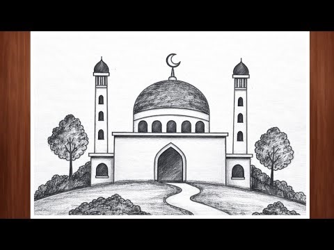 Beautiful Masjid Drawing with Pencil | Mosque Drawing Very Easy Step by Step for Beginners