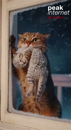 During a harsh winter storm, a mother cat was filmed scratching at a window with her frozen kitten in her mouth. The kitten was brought inside and slowly warmed, while the mother cat remained nearby, alert and protective. The rescue highlights the powerful instincts of animals to protect their young.This video is created with AI, and the story is for your entertainment. This post was produced by Eric B. | Peak Internet