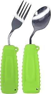 Adaptive Utensils Spoon & Fork Easy to Hold for Independent Eating, Weighted Utensils for Hand Tremors
