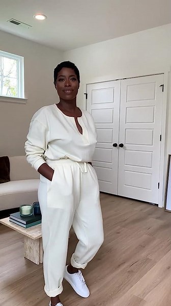 The Drop Women's Whisper White Sweatpant by @highlowluxxe