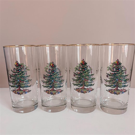Spode Christmas Tree Highball Glasses, Set of 4, Vintage Holiday Barware With Box - Etsy Canada