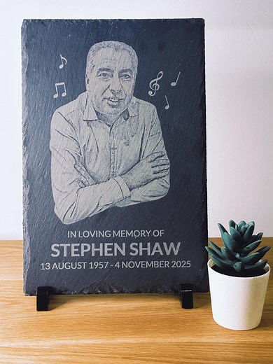 Personalised Memorial Rectangle Slate, Custom Engraved Photo & Text Keepsake Plaque for Desktop - Etsy