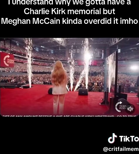 Like girl a guy is no longer alive, dial it back on the pyrotechnics #charliekirk #charliekirkspeech