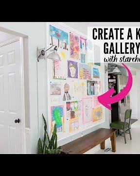 Using Liquid Starch To Make Wallpaper From Fabric (and Create a DIY Kids Art Wall Display)