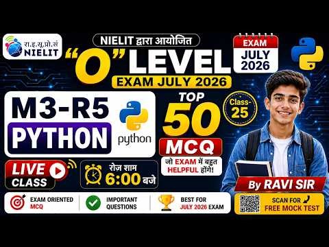 O Level M3-R5 (Python) Important MCQ Live Class-25 | Most Expected Questions 2026#APTINSTITUTE