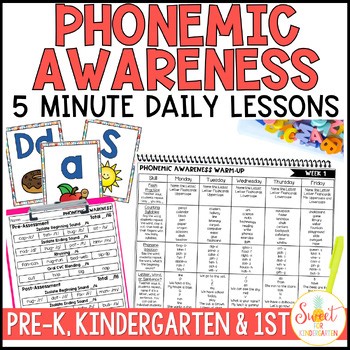 Pre-K Kindergarten & 1st Grade Phonemic Awareness Lessons Science of Reading