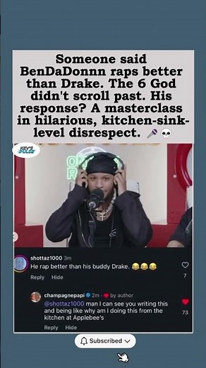 Drake Claps Back at Hater: "From the Kitchen at Applebee's" 😭🍎🔥 #shorts #foryou