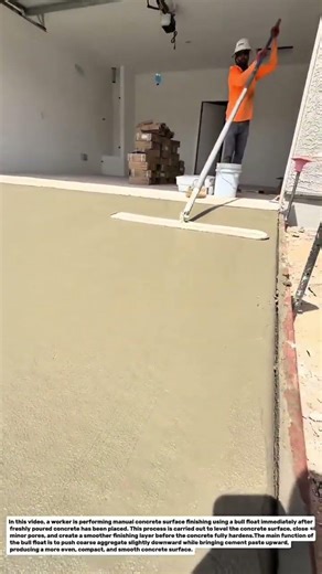 Concrete Surface Finishing with Manual Bull Float | Smooth Floor Leveling Process.