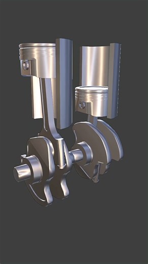 2 engine mechanism in 3D animation