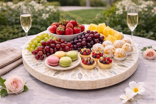 Capiz Shell Inlay Spinning Tray, Mother of Pearl Lazy Susan, Coastal Luxury Decor, Round Serving Tray, Beach House Kitchen Table Centerpiece - Etsy