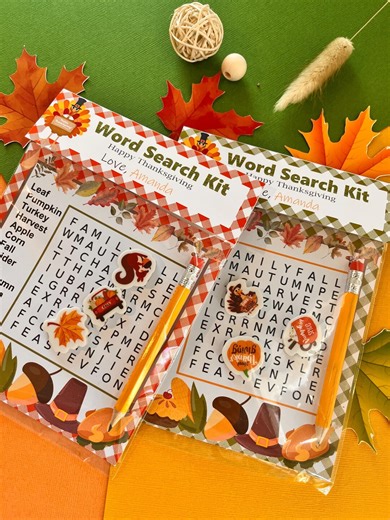 Thanksgiving Word Search Kit, Kids Classroom Favors - Etsy