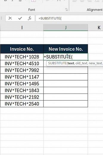 Excel SUBSTITUTE Formula | Change Invoice Format Automatically | Excel Text Function Trick
