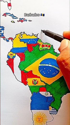 Draw Flag Map of Barbados 🇧🇧 #barbados