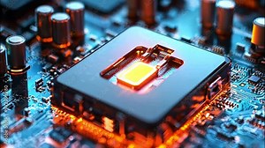 A Central Processing Unit (CPU) Chip on a Circuit Board