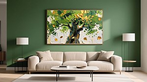 Green Gold Abstract Tree Art Set of 5, Modern Textured Landscape, Digital Download - Etsy Canada