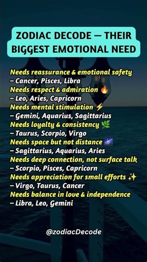 ZODIAC DECODE — THEIR BIGGEST EMOTIONAL NEED #zodiacsign #horoscope #zodiacsign #astrology