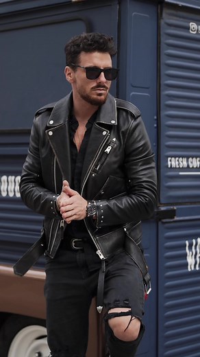 Stylish Biker Leather Jacket Outfits for Men